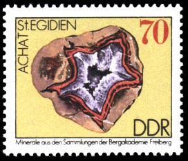 70 Pf Briefmarke: Achat, Minerale aus den Sammlungen der Bergakademie Freiberg