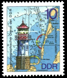 10 Pf Briefmarke: Leuchttürme der DDR, Leuchtfeuer Gellen