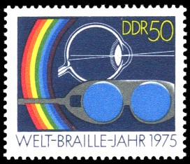50 Pf Briefmarke: Welt-Braille-Jahr 1975, Auge