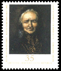 35 Pf Briefmarke: Staatl. Kunstsammlungen Dresden, Gemäldegalerie Alte Meister, Alter Mann mit schwarzer Kappe