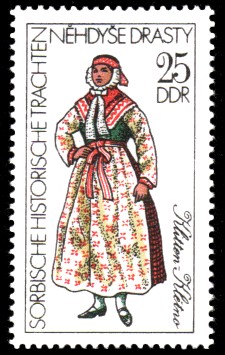 25 Pf Briefmarke: Sorbische historische Trachten, Klitten