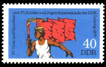 40 Pf Briefmarke: VI. Turn- und Sportfest u. Kinder- und Jugendspartakiade, Fackelläufer
