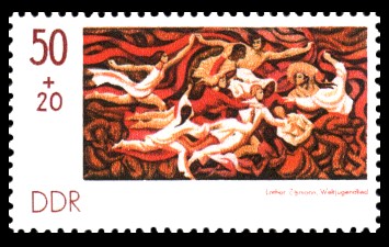 50 + 20 Pf Briefmarke: Sozphilex 77, Weltjugendlied