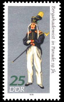 25 Pf Briefmarke: Paradetrachten, Bergakademist