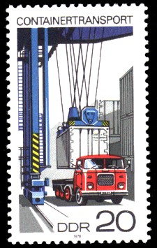20 Pf Briefmarke: Containertransport, Transport auf der Straße