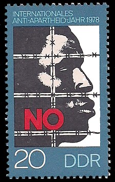 20 Pf Briefmarke: Internationales Anti-Apartheid-Jahr 1978