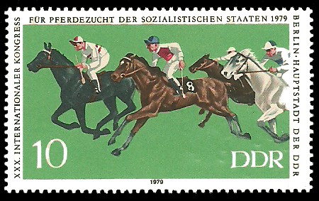 10 Pf Briefmarke: XXX.Kongress für Pferdezucht der soz. Staaten, Pferderennen