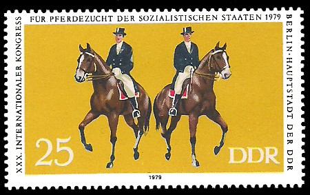 25 Pf Briefmarke: XXX.Kongress für Pferdezucht der soz. Staaten, Dressurreiter