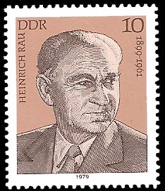 10 Pf Briefmarke: Verdienstvolle Persönlichkeiten der Arbeiterbewegung, Heinrich Rau