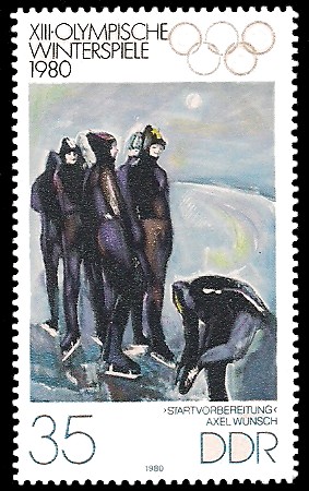35 Pf Briefmarke: XIII. Olympische Winterspiele 1980, Eisschnelllauf