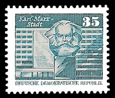 35 Pf Briefmarke: Sozialistischer Aufbau in der DDR, Karl Marx Stadt