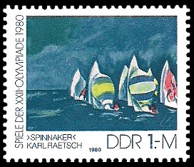 1 M Briefmarke: Spiele der XXII.Olympiade 1980, Spinnaker-Segeln