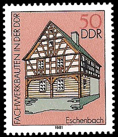 50 Pf Briefmarke: Fachwerkbauten in der DDR, Eschenbach