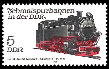 5 Pf Briefmarke: Schmalspurbahnen in der DDR, Lok Freital-Kipsdorf