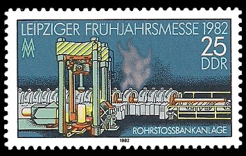 25 Pf Briefmarke: Leipziger Frühjahrsmesse 1982, Rohrstossbankanlage