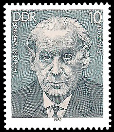 10 Pf Briefmarke: Verdienstvolle Persönlichkeiten der Arbeiterbewegung, Herbert Warnke