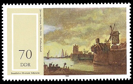 70 Pf Briefmarke: Staatliches Museum Schwerin, Flußlandschaft