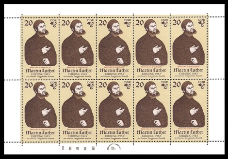  Briefmarke: Kleinbogen - 20Pf Marke Martin Luther