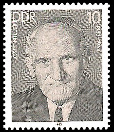 10 Pf Briefmarke: Verdienstvolle Persönlichkeiten der Arbeiterbewegung, Josef Miller