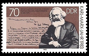70 Pf Briefmarke: Karl-Marx-Jahr 1983, Randglossen zum Programm der dt. Arbeiterpartei