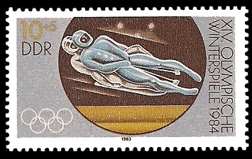 10 + 5 Pf Briefmarke: XIV. Olympische Winterspiele 1984, Rennrodeln