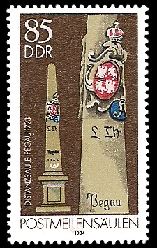 85 Pf Briefmarke: Postmeilensäulen, Distanzsäule Pegau