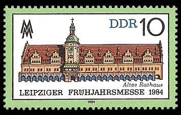 10 Pf Briefmarke: Leipziger Frühjahrsmesse 1984, Altes Rathaus