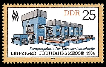 25 Pf Briefmarke: Leipziger Frühjahrsmesse 1984, Fertigungslinie