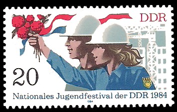 20 Pf Briefmarke: Nationales Jugendfestival der DDR 1984, Mitglieder der FDJ