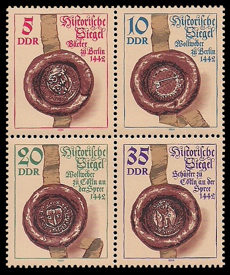  Briefmarke: Viererblock - Historische Siegel