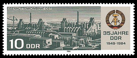 10 Pf Briefmarke: 35 Jahre DDR, Eisenhüttenkombinat Ost