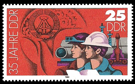 25 Pf Briefmarke: 35 Jahre DDR, Industriearbeiter