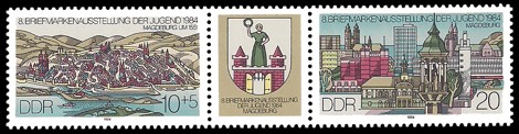  Briefmarke: Dreierstreifen - 8. Briefmarkenausstellung der Jugend 1984