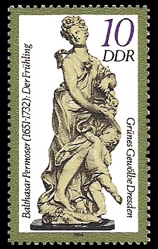 10 Pf Briefmarke: Grünes Gewölbe Dresden, Elfenbeinskulptur Der Frühling