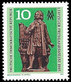 10 Pf Briefmarke: Leipziger Frühjahrsmesse 1985, Bach-Denkmal