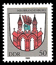 50 Pf Briefmarke: Stadtwappen von Neubrandenburg