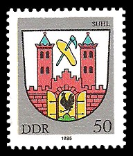 50 Pf Briefmarke: Stadtwappen von Suhl