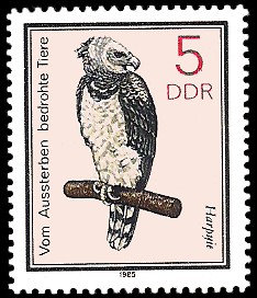 5 Pf Briefmarke: Vom Aussterben bedrohte Tiere, Harpyie