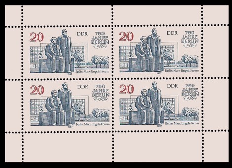  Briefmarke: Kleinbogen - 750 Jahre Berlin, Marx-Engels-Forum