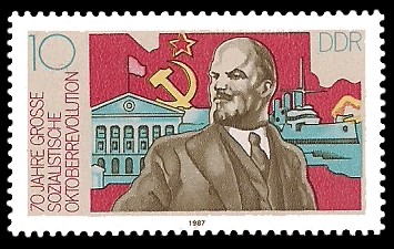 10 Pf Briefmarke: 70 Jahre Grosse Sozialistische Oktoberrevolution, W.I.Lenin