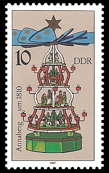 10 Pf Briefmarke: Weihnachtspyramiden aus dem Erzgebirge, Annaberg