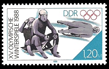 1,20 M Briefmarke: XV. Olympische Winterspiele 1988, Rennrodeln