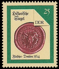 25 Pf Briefmarke: Historische Siegel, Fleischer Dresden