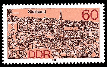 60 Pf Briefmarke: Stadtansichten, Stralsund