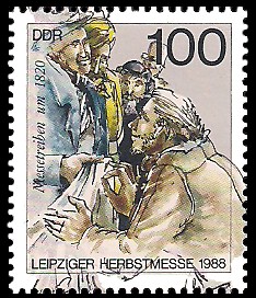 100 Pf Briefmarke: Leipziger Herbstmesse 1988, Messetreiben