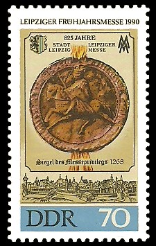 70 Pf Briefmarke: Leipziger Frühjahrsmesse 1990, Siegel von 1268