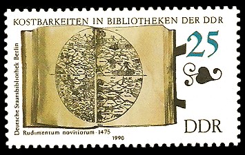 25 Pf Briefmarke: Kostbarkeiten in Bibliotheken der DDR, Rudimentum novitiorum