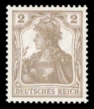 2 Pf Briefmarke: Germania (nicht schraffiert)