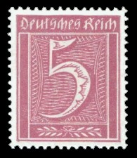 5 Pf Briefmarke: Große Ziffernzeichnung, 5 (Wz Rauten)