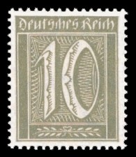 10 Pf Briefmarke: Große Ziffernzeichnung, 10 (Wz Rauten)